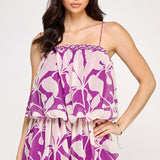 Floral Bubble Chiffon Sleeveless Romper