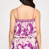 Floral Bubble Chiffon Sleeveless Romper