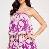 Floral Bubble Chiffon Sleeveless Romper