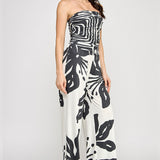 Strapless Tube Top Wide-Leg Floral Jumpsuit