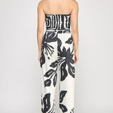 Strapless Tube Top Wide-Leg Floral Jumpsuit