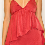 Ruffled Wide-Leg Satin Jumpsuit