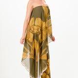 DRAPED STRAPLESS JUMPSUIT