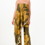 DRAPED STRAPLESS JUMPSUIT