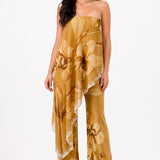 DRAPED STRAPLESS JUMPSUIT
