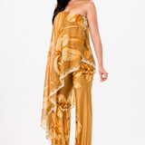 DRAPED STRAPLESS JUMPSUIT