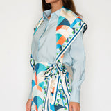 Printed Scarf Detail Shirt & Wrap Skort Set