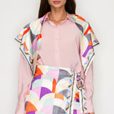 Printed Scarf Detail Shirt & Wrap Skort Set