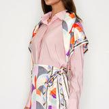 Printed Scarf Detail Shirt & Wrap Skort Set