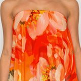 FLORAL DRAPED STRAPLESS JUMPSUIT