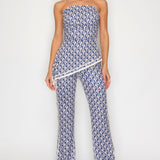 Off-shoulder Stretch Jumpsuit with Asymmetric Scarf Accent