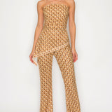 Off-shoulder Stretch Jumpsuit with Asymmetric Scarf Accent