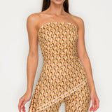 Off-shoulder Stretch Jumpsuit with Asymmetric Scarf Accent