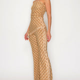 Off-shoulder Stretch Jumpsuit with Asymmetric Scarf Accent