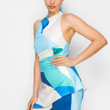 Abstract Halter Neck Printed Jumpsuit