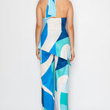 Abstract Halter Neck Printed Jumpsuit