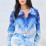 Sheer Chiffon Top & Stretch Shorts Jumpsuit