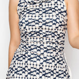 Geometric Halter Neck Printed Jumpsuit with Scarf