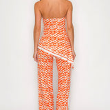 Geometric Halter Neck Printed Jumpsuit with Scarf