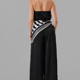 Satin Halter Neck Wide-Leg Jumpsuit with Scarf Detail