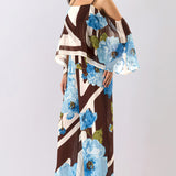 Floral Convertible Cape Sleeve Jumpsuit