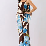 Floral Convertible Cape Sleeve Jumpsuit