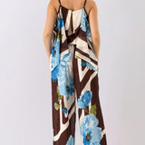 Floral Convertible Cape Sleeve Jumpsuit