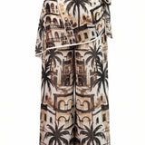 Scarf-style High-waisted wide leg pants