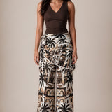 Scarf-style High-waisted wide leg pants