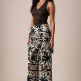 Scarf-style High-waisted wide leg pants