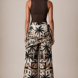 Scarf-style High-waisted wide leg pants