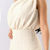One-Shoulder Eyelet Embroidered Wide Leg Jumpsuit