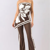 Floral Print Strapless Ruched Jumpsuit