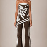 Floral Print Strapless Ruched Jumpsuit