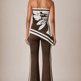 Floral Print Strapless Ruched Jumpsuit