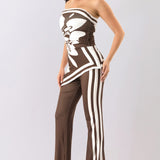 Floral Print Strapless Ruched Jumpsuit