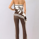 Floral Print Strapless Ruched Jumpsuit