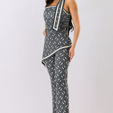 Geometric Print Scarf Detail Jumpsuit