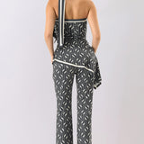Geometric Print Scarf Detail Jumpsuit