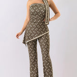 Geometric Print Scarf Detail Jumpsuit