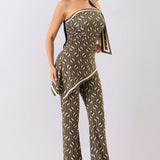 Geometric Print Scarf Detail Jumpsuit