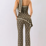 Geometric Print Scarf Detail Jumpsuit