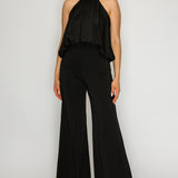 Draped Halter Neck Wide Leg Jumpsuit