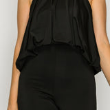 Draped Halter Neck Wide Leg Jumpsuit