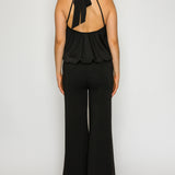 Draped Halter Neck Wide Leg Jumpsuit