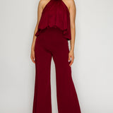 Draped Halter Neck Wide Leg Jumpsuit