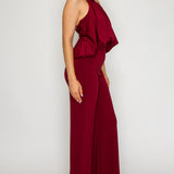 Draped Halter Neck Wide Leg Jumpsuit