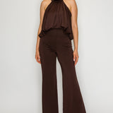 Draped Halter Neck Wide Leg Jumpsuit