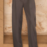 High Neck Shoulder Pad Belted Top &  Pleated Tapered Pants (PANTS ONLY)