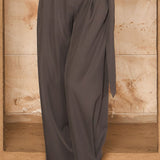 High Neck Shoulder Pad Belted Top &  Pleated Tapered Pants (PANTS ONLY)